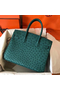 Hermes Birkin 30 Handmade Bag In Green Ostrich Skin  Replica