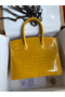 Hermes Birkin 30 Handmade Bag In Jaune Ambre Crocodile Niloticus Shiny Skin  Replica