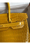 Hermes Birkin 30 Handmade Bag In Jaune Ambre Crocodile Niloticus Shiny Skin  Replica