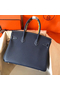 Hermes Birkin 30 Handmade Bag In Navy Blue Clemence Leather  Replica