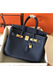 Hermes Birkin 30 Handmade Bag In Navy Blue Clemence Leather  Replica