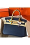 Hermes Birkin 30 Handmade Bag In Navy Blue Clemence Leather  Replica
