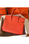 Hermes Birkin 30 Handmade Bag In Orange Ostrich Skin  Replica
