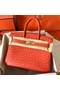 Hermes Birkin 30 Handmade Bag In Orange Ostrich Skin  Replica