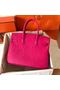 Hermes Birkin 30 Handmade Bag In Rose Red Ostrich Skin  Replica