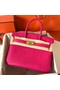 Hermes Birkin 30 Handmade Bag In Rose Red Ostrich Skin  Replica