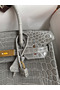 Hermes Birkin 30 Handmade Bag In Tourterelle Crocodile Niloticus Shiny Skin  Replica