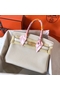 Hermes Birkin 30 Handmade Bag In White Clemence Leather  Replica