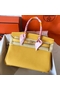 Hermes Birkin 30 Handmade Bag In Yellow Clemence Leather  Replica