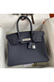 Hermes Birkin 30 Retourne Handmade Bag In Blue Nuit Clemence Leather  Replica