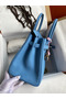 Hermes Birkin 30 Retourne Handmade Bag In Blue Paradise Clemence Leather  Replica