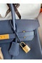 Hermes Birkin 30 Retourne Handmade Bag In Blue Saphir Clemence Leather  Replica