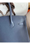 Hermes Birkin 30 Retourne Handmade Bag In Blue Saphir Clemence Leather  Replica