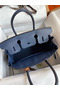 Hermes Birkin 30 Retourne Handmade Bag In Blue Saphir Clemence Leather  Replica