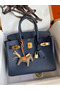 Hermes Birkin 30 Retourne Handmade Bag In Blue Saphir Clemence Leather  Replica