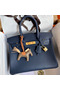 Hermes Birkin 30 Retourne Handmade Bag In Blue Saphir Clemence Leather  Replica