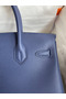 Hermes Birkin 30 Retourne Handmade Bag In Blue Saphir Epsom Calfskin  Replica
