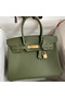 Hermes Birkin 30 Retourne Handmade Bag In Green Clemence Leather  Replica