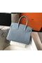 Hermes Birkin 30cm Bag In Blue Lin Clemence Leather GHW  Replica