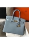 Hermes Birkin 30cm Bag In Blue Lin Clemence Leather GHW  Replica