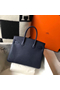Hermes Birkin 30cm Bag In Dark Blue Clemence Leather GHW  Replica