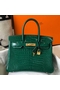 Hermes Birkin 30cm Bag In Green Embossed Crocodile Leather  Replica