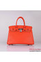Hermes Birkin 30CM Tote Bags Orange Clemence Leather Silver  Replica
