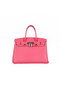 Hermes Birkin 30CM Tote Bags Pink Clemence Leather Silver  Replica