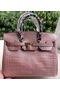 Hermes Birkin 30CM Tote Bags Pink Croco Leather BK30 Gold  Replica