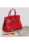 Hermes Birkin 30CM Tote Bags Red Iridescent Croco Leather Silver  Replica