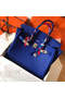 Hermes Birkin 35 Handmade Bag In Blue Electric Clemence Leather  Replica