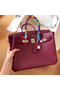 Hermes Birkin 35 Handmade Bag In Bordeaux Clemence Leather  Replica