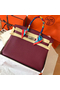 Hermes Birkin 35 Handmade Bag In Bordeaux Clemence Leather  Replica