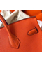 Hermes Birkin 35 Handmade Bag In Orange Clemence Leather  Replica