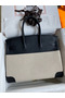 Hermes Birkin 35 Handmade Bag In Toile & Black Swift Leather  Replica