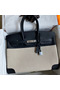 Hermes Birkin 35 Handmade Bag In Toile & Black Swift Leather  Replica