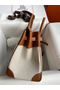 Hermes Birkin 35 Handmade Bag In Toile & Gold Swift Leather  Replica