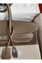 Hermes Birkin 35 Handmade Bag In Toile & Taupe Clemence Leather  Replica