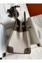 Hermes Birkin 35 Handmade Bag In Toile & Taupe Clemence Leather  Replica