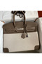 Hermes Birkin 35 Handmade Bag In Toile & Taupe Clemence Leather  Replica