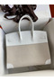 Hermes Birkin 35 Handmade Bag In Toile & White Clemence Leather  Replica