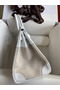 Hermes Birkin 35 Handmade Bag In Toile & White Clemence Leather  Replica