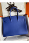 Hermes Birkin 35 Retourne Handmade Bag In Blue Electric Clemence Leather  Replica