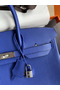 Hermes Birkin 35 Retourne Handmade Bag In Blue Electric Clemence Leather  Replica