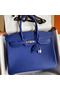 Hermes Birkin 35 Retourne Handmade Bag In Blue Electric Clemence Leather  Replica