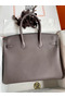 Hermes Birkin 35 Retourne Handmade Bag In Etain Epsom Calfskin  Replica