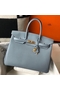 Hermes Birkin 35cm Bag In Blue Lin Clemence Leather GHW  Replica