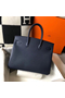 Hermes Birkin 35cm Bag In Dark Blue Clemence Leather GHW  Replica
