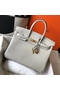 Hermes Birkin 35cm Bag In Pearl Grey Clemence Leather GHW  Replica