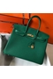 Hermes Birkin 35cm Bag In Vert Vertigo Clemence Leather GHW  Replica